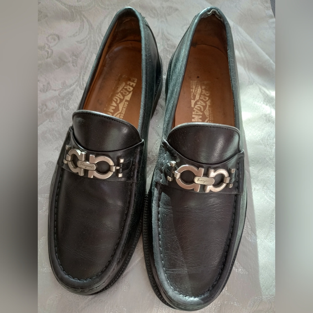 Salvatore Ferragamo Men’s Black Leather Bit Loafers